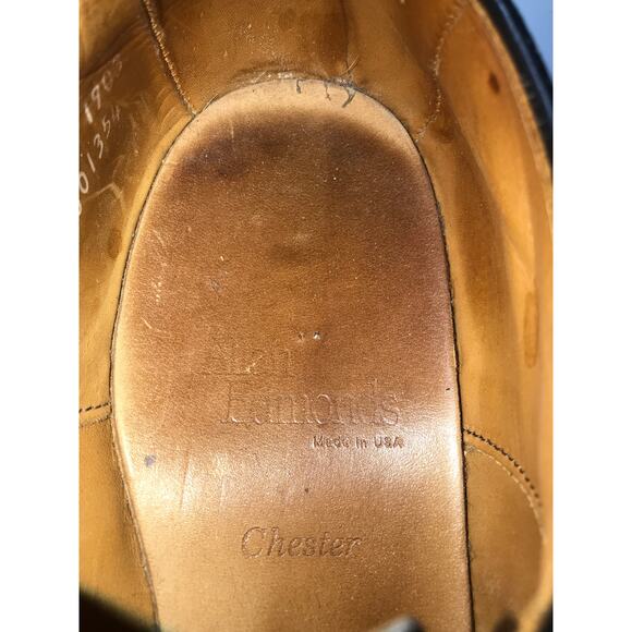 Allen Edmonds Men’s 9.5C Chester Black Leather Wingtip Oxford Dress Shoes - Picture 5 of 10